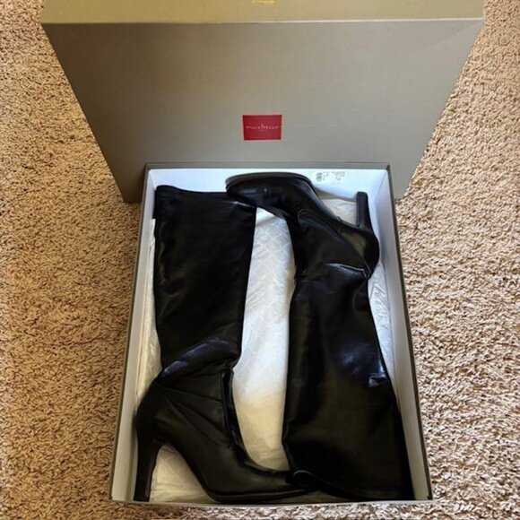 Cole Haan Nydia Tall Stretch Leather Boots Black Sz 10M/10B - Picture 1 of 16
